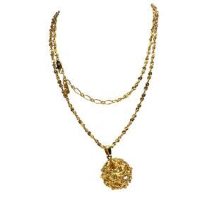Vintage Yves Saint Laurent (YSL) Gold Plated Filigree Ball Necklace 26" Long
